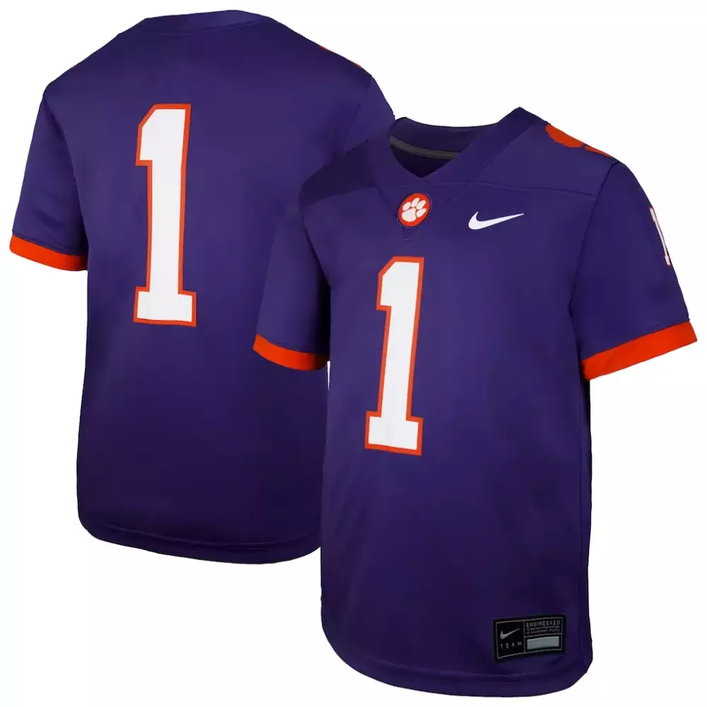 Custom Clemson Tigers 1 Jersey Purple Orange Replica Game
