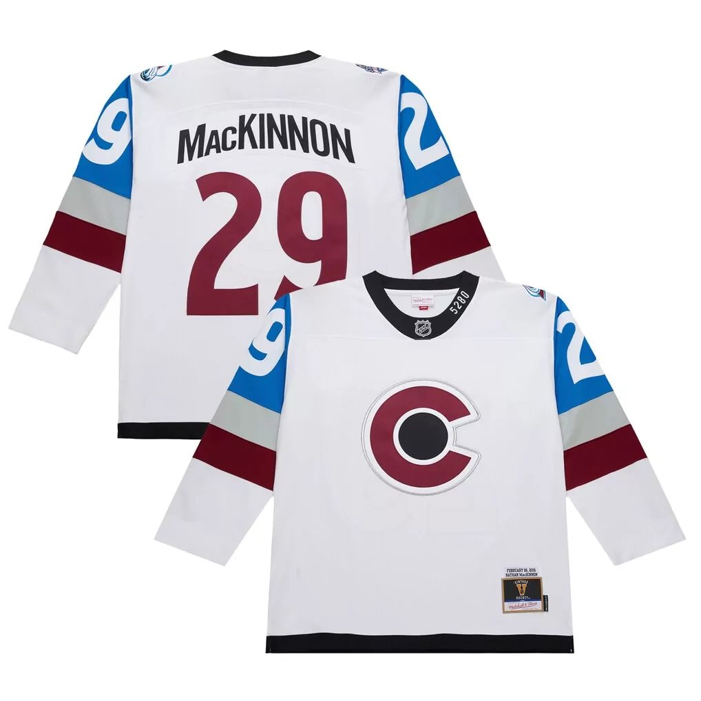 Nathan Mackinnon 29 Jersey White 5280 Colorado Avalanche Men Alternate Maroon Light Blue