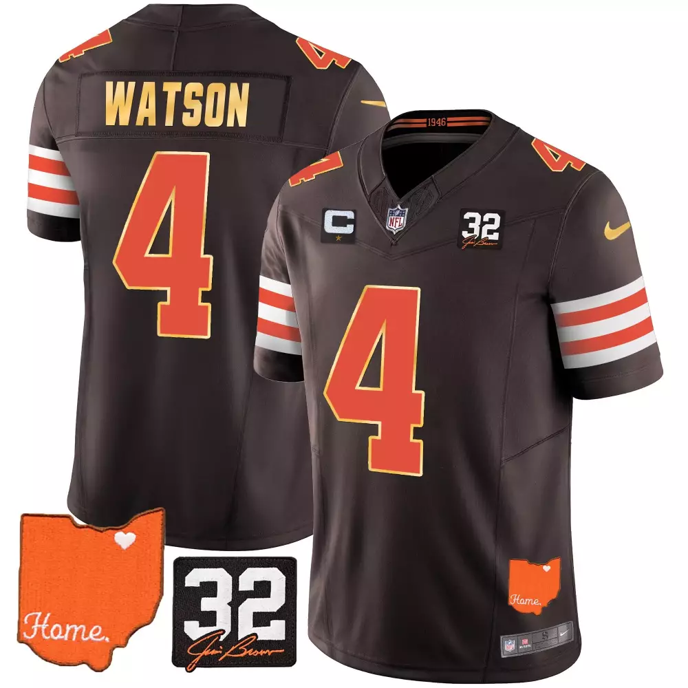 Deshaun Watson 4 Cleveland Browns Jersey Brown Jim Legacy Ohio Shape Heart 'home.' 32