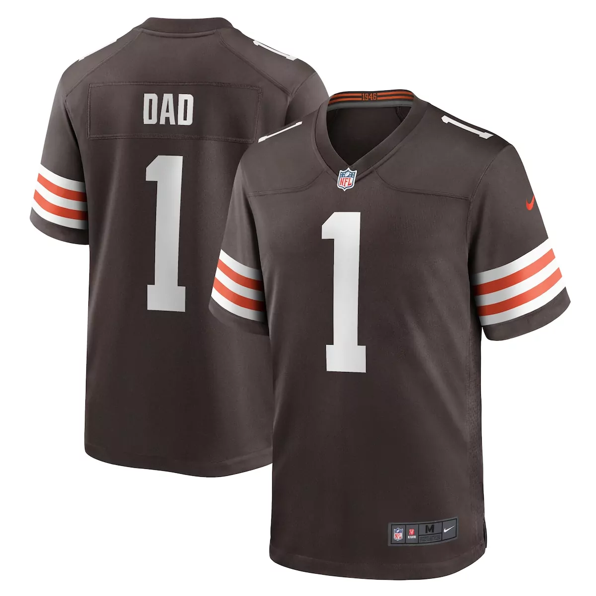 Dad 1 Cleveland Browns Jersey Brown Men White Orange Game