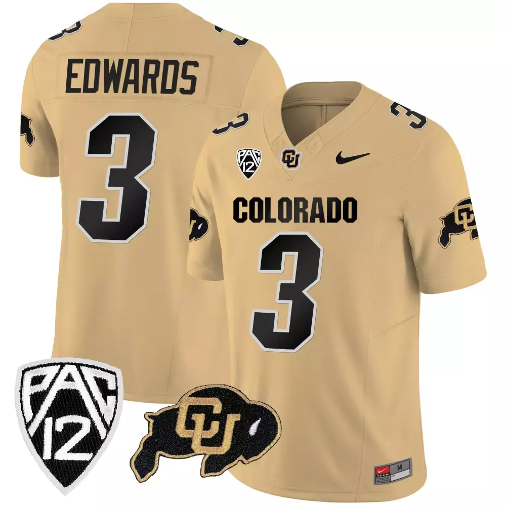 Dylan Edwards 3 Jersey Gold Colorado Buffaloes Men Black Vapor Limited All Stitched
