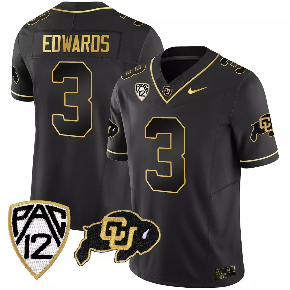 Dylan Edwards 3 Jersey Black Colorado Buffaloes Cu Men Gold Vapor Limited All Stitched