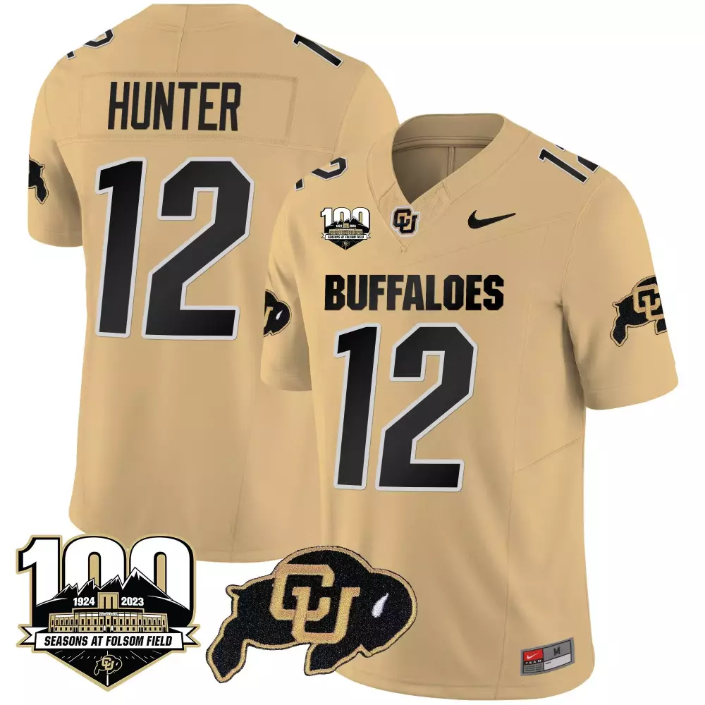 Travis Hunter 12 Jersey Gold 100th Anniversary Colorado Buffaloes 100 Seasons Folsom Field