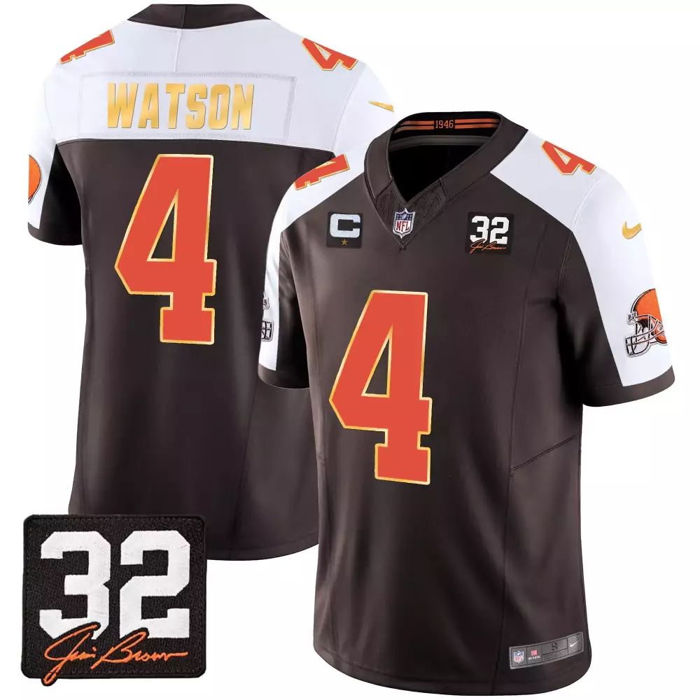 Deshaun Watson 4 Cleveland Browns Jersey Brown 1946 Men Orange White Alternate All