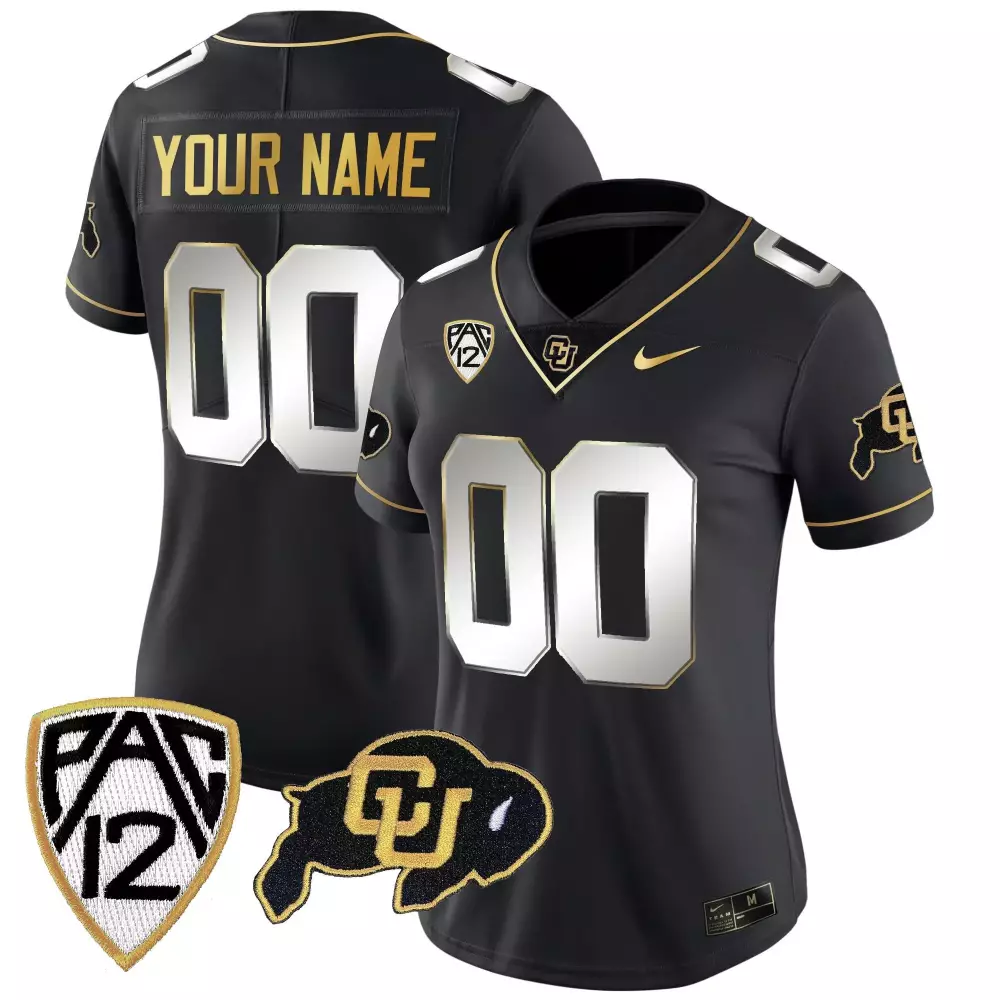 Custom Colorado Buffaloes Jersey Black Gold White Limited Vapor All Stitched