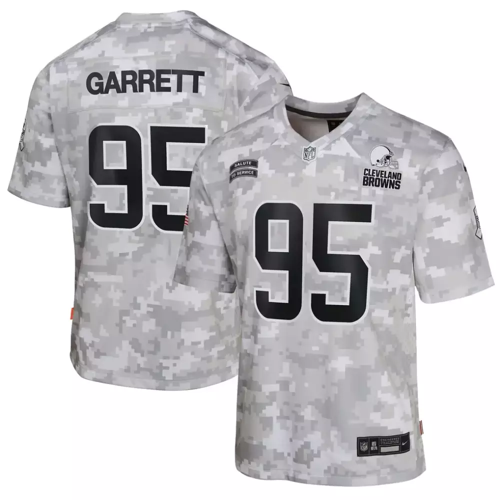 Myles Garrett 95 Cleveland Browns Jersey Grey Salute To Service Men Alternate Custom Design