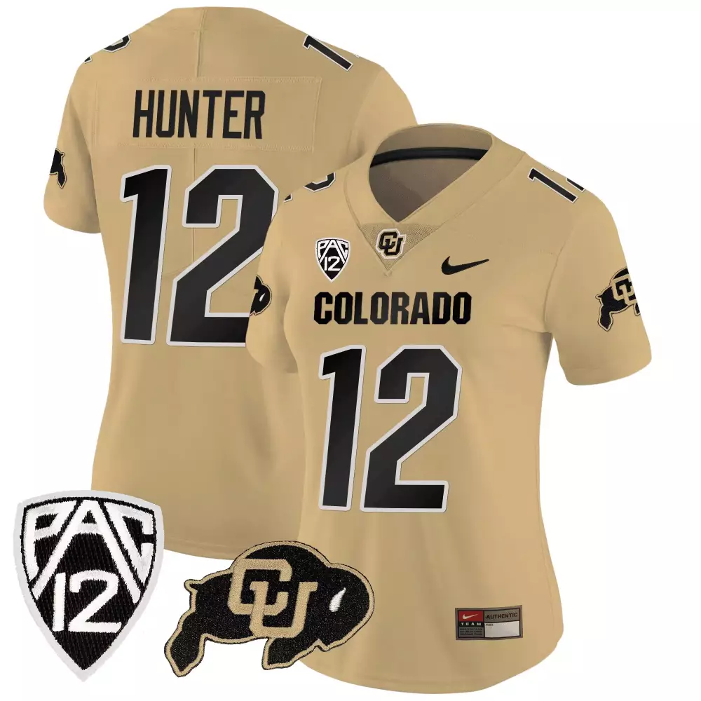 Travis Hunter 12 Colorado Jersey Gold Cu Buffaloes 2023 Women Black All Stitched