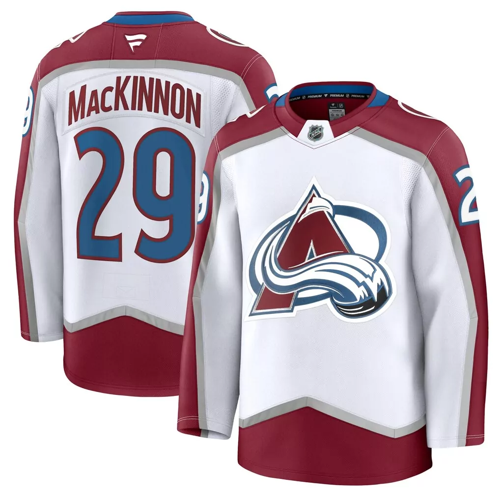 Nathan Mackinnon 29 Jersey Maroon Colorado Avalanche Men White Blue Away