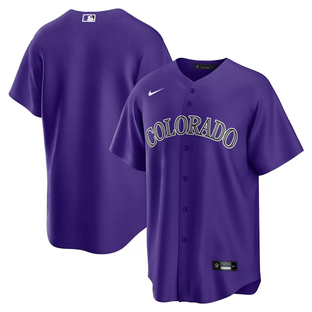 Colorado Rockies Jersey Purple Men White Black Alternate Replica