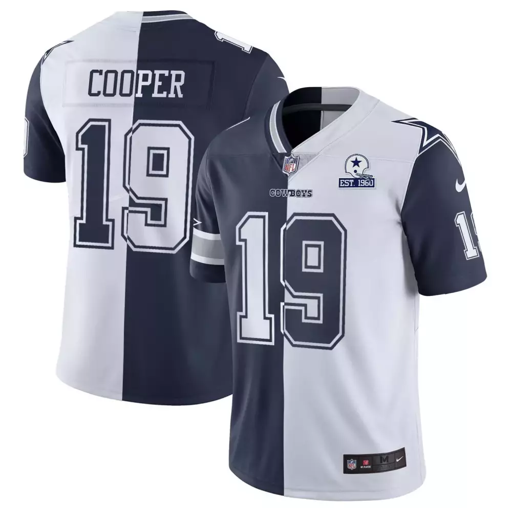 Amari Cooper 19 Cowboys Jersey Navy Men Split White Vapor Limited All Stitched