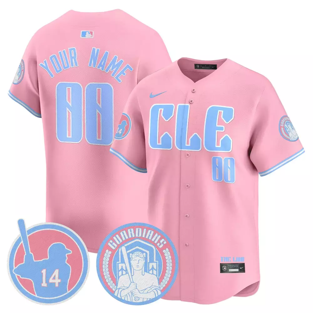 Custom Cleveland Guardians Jersey Pink Baseball Player Men Alternate Light Blue White