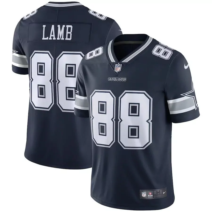 Ceedee Lamb 88 Cowboys Jersey Navy Men Official White Gray Limited Vapor All Stitched