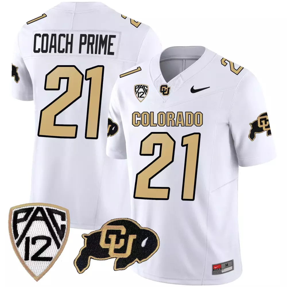 Coach Prime 21 Colorado Jersey White Buffaloes Men Gold Black Vapor Limited All Stitched