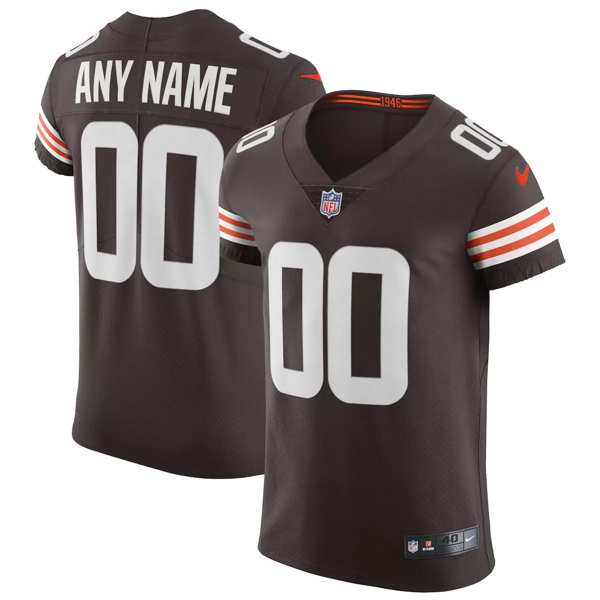 Cleveland Browns Jersey Brown 1946 Men Game White Orange Vapor Elite Custom