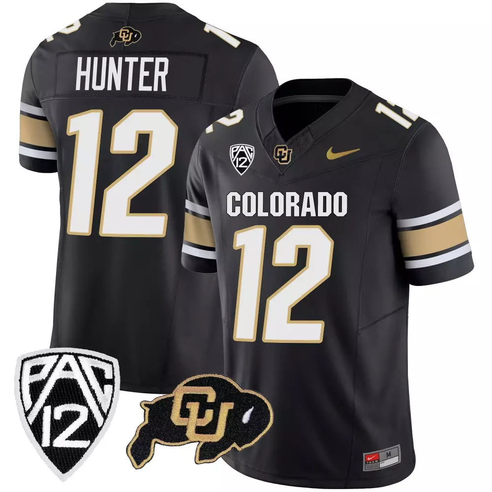 Travis Hunter 12 Colorado Jersey Black Buffaloes Gold White Vapor Limited v3 All