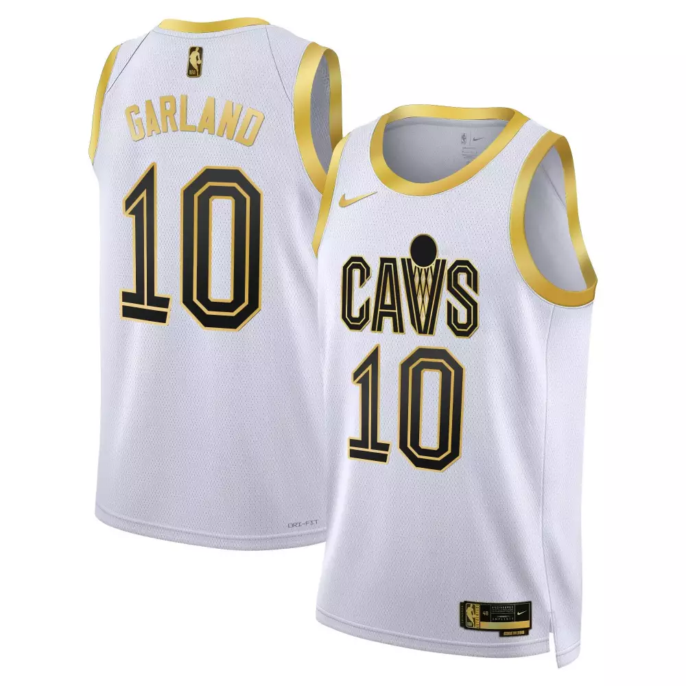 Darius Garland 10 Cavs Jersey White Men Swingman Gold Black All Stitched