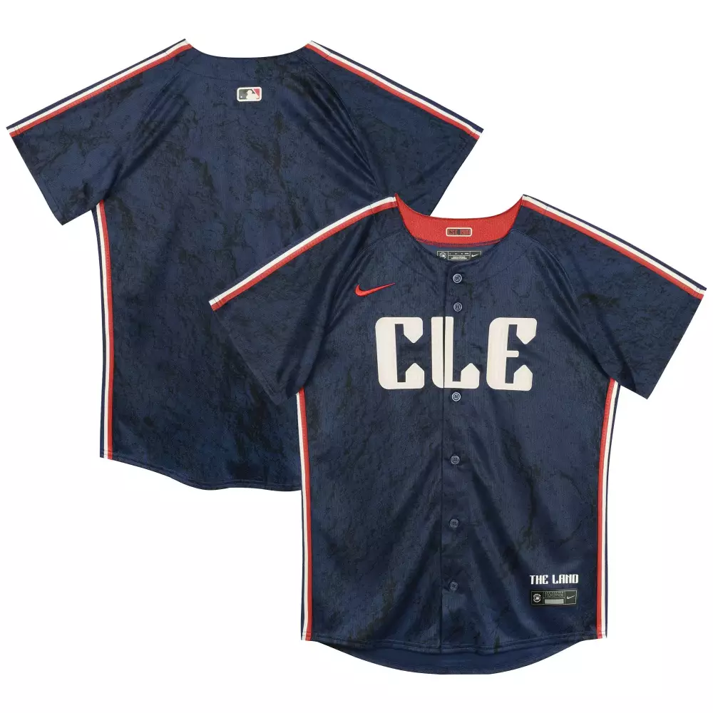 Custom Cleveland Guardians Jersey Navy City Connect Men Fitted Design Red White Stitched