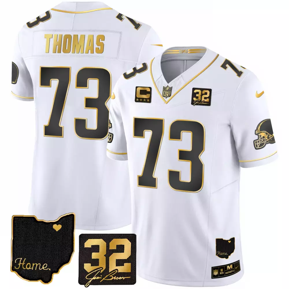 Daniel Thomas 73 Cleveland Browns Jersey White 32 Joe Signature Ohio State Outline 2023