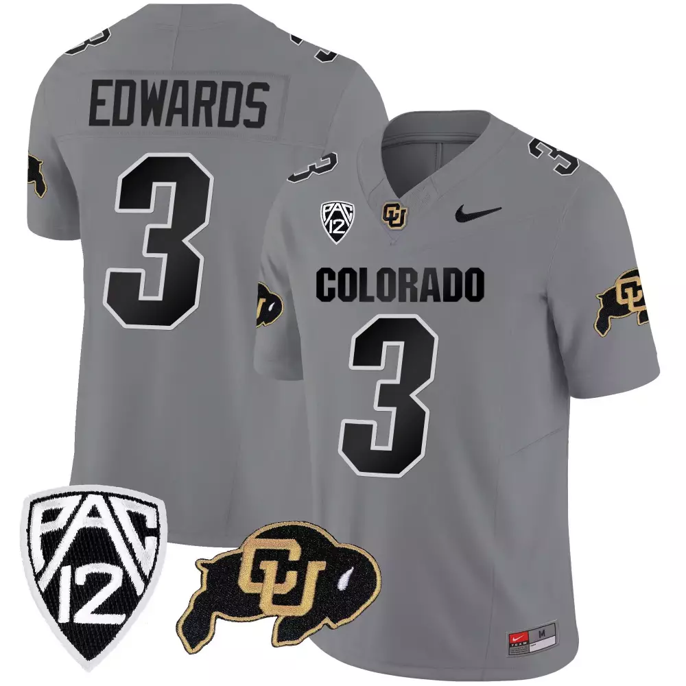 Dylan Edwards 3 Colorado Jersey Gray Buffaloes Men Black Gold Vapor Limited All Stitched