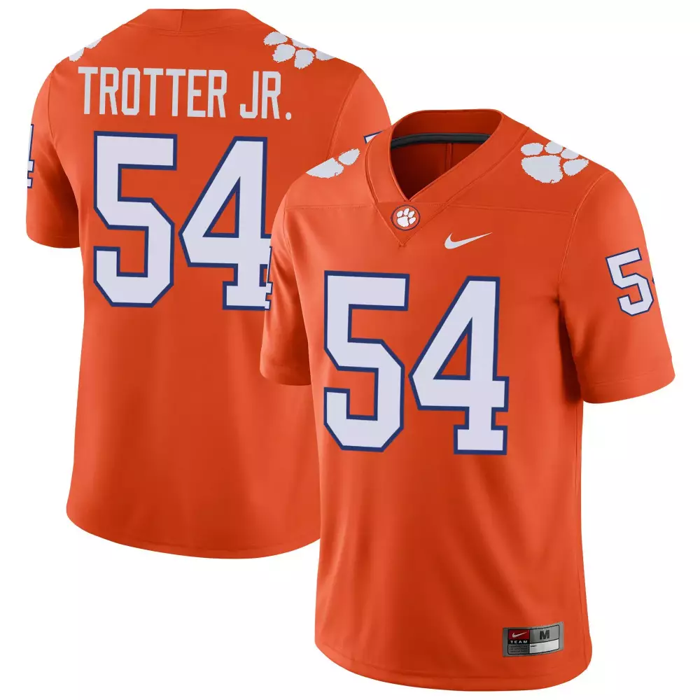 Jeremiah Trotter 54 Jersey Orange Clemson Tigers Paw Men White Blue Limited All Stitched