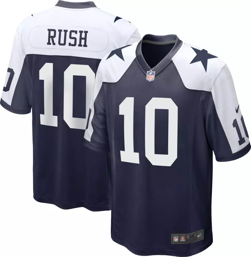 Cooper Rush 10 Dallas Cowboys Jersey Navy Blue Men Replica White Throwback Collection