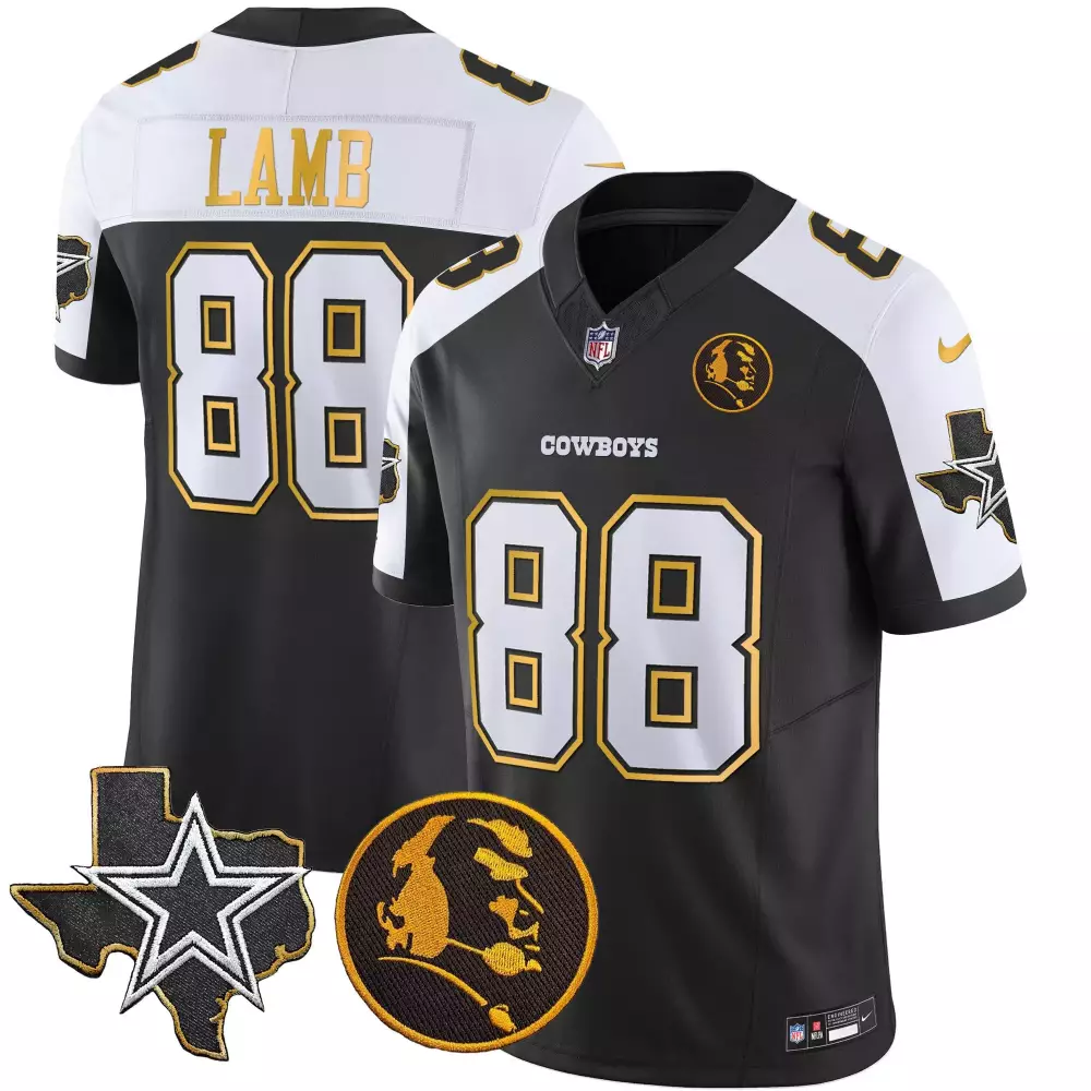 Ceedee Lamb 88 Cowboys Jersey Black Throwback Texas Star Cowboy Silhouette Men Alternate