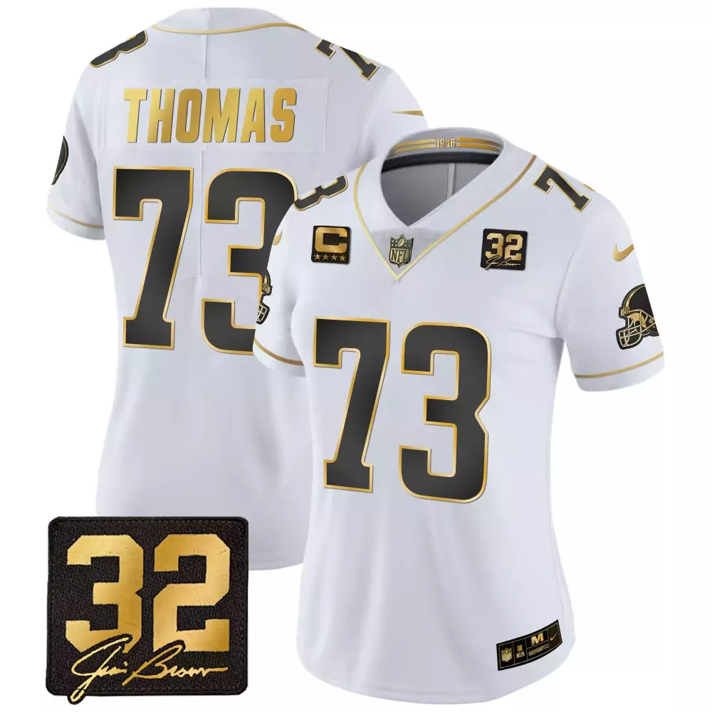 Joe Thomas 73 Cleveland Browns Jersey White 1946 Throwback Stars Helmet Women Design