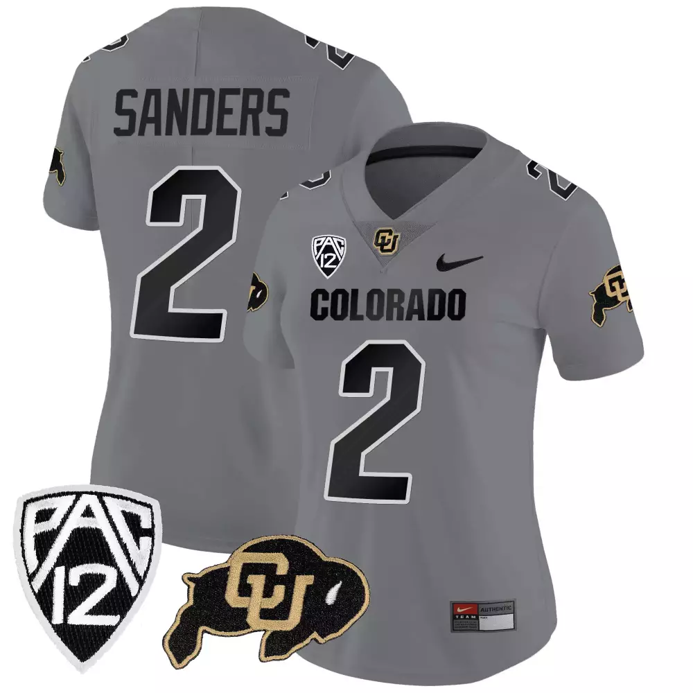 Shedeur Sanders 2 Colorado Jersey Gray Ncaa Buffaloes 2023 Women Black Gold All Stitched