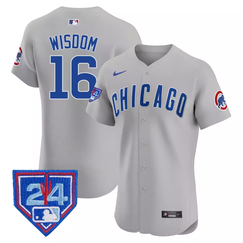Patrick Wisdom 16 Chicago Cubs Jersey Gray Jackie Robinson 24 Men Alternate Blue