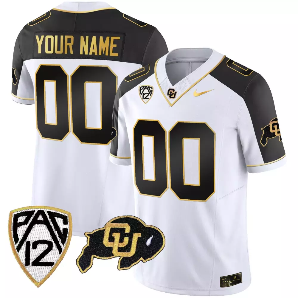 Custom Colorado Buffaloes Jersey White Men Black Gold All Stitched Vapor