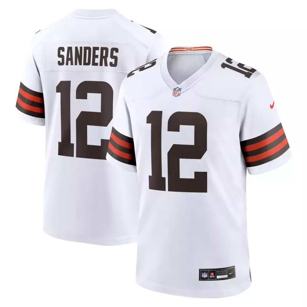 Shedeur Sanders 12 Jersey White Cleveland Browns Men Throwback Brown Orange Game