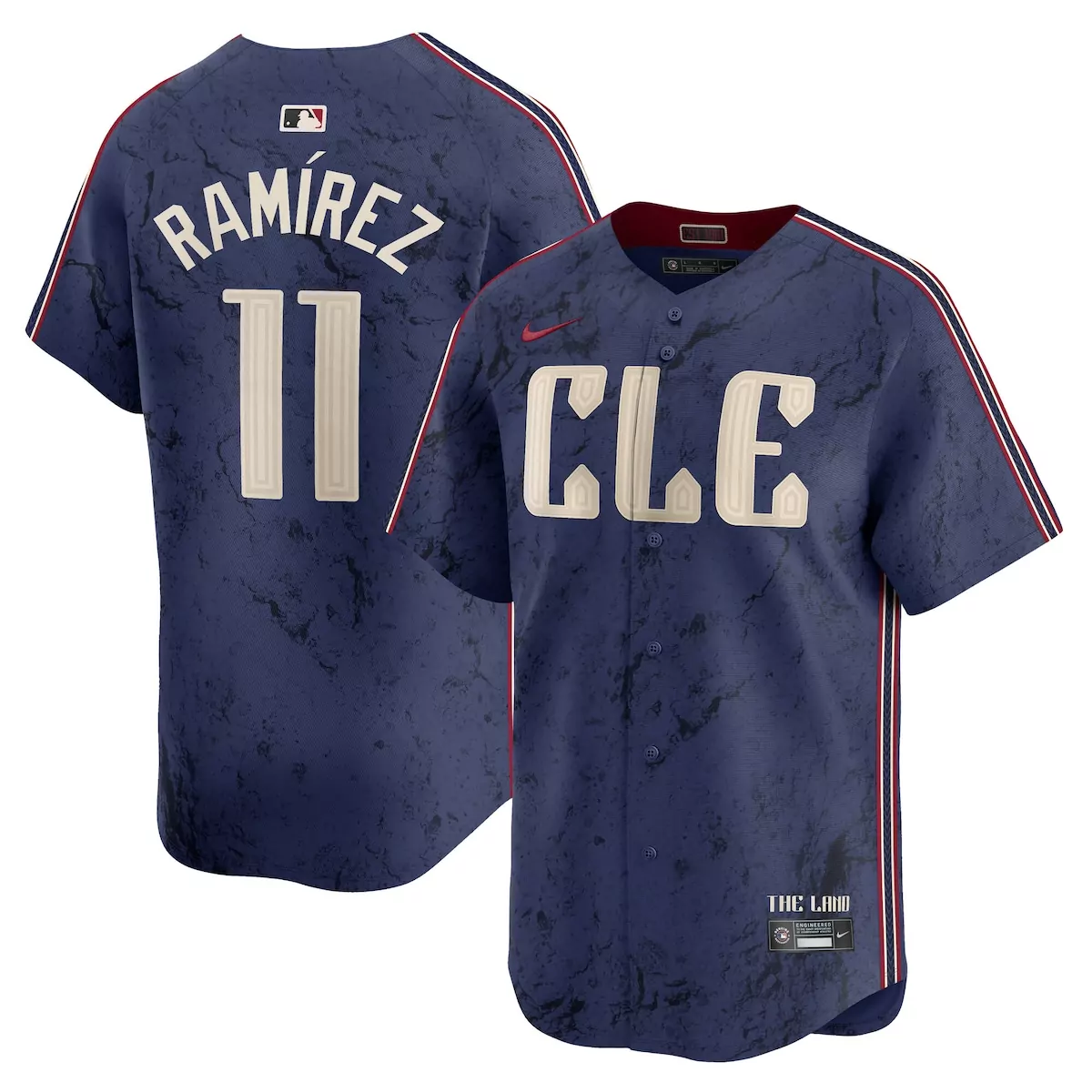Jose Ramirez 11 Jersey Navy Blue City Connect Cleveland Guardians Men Button-down