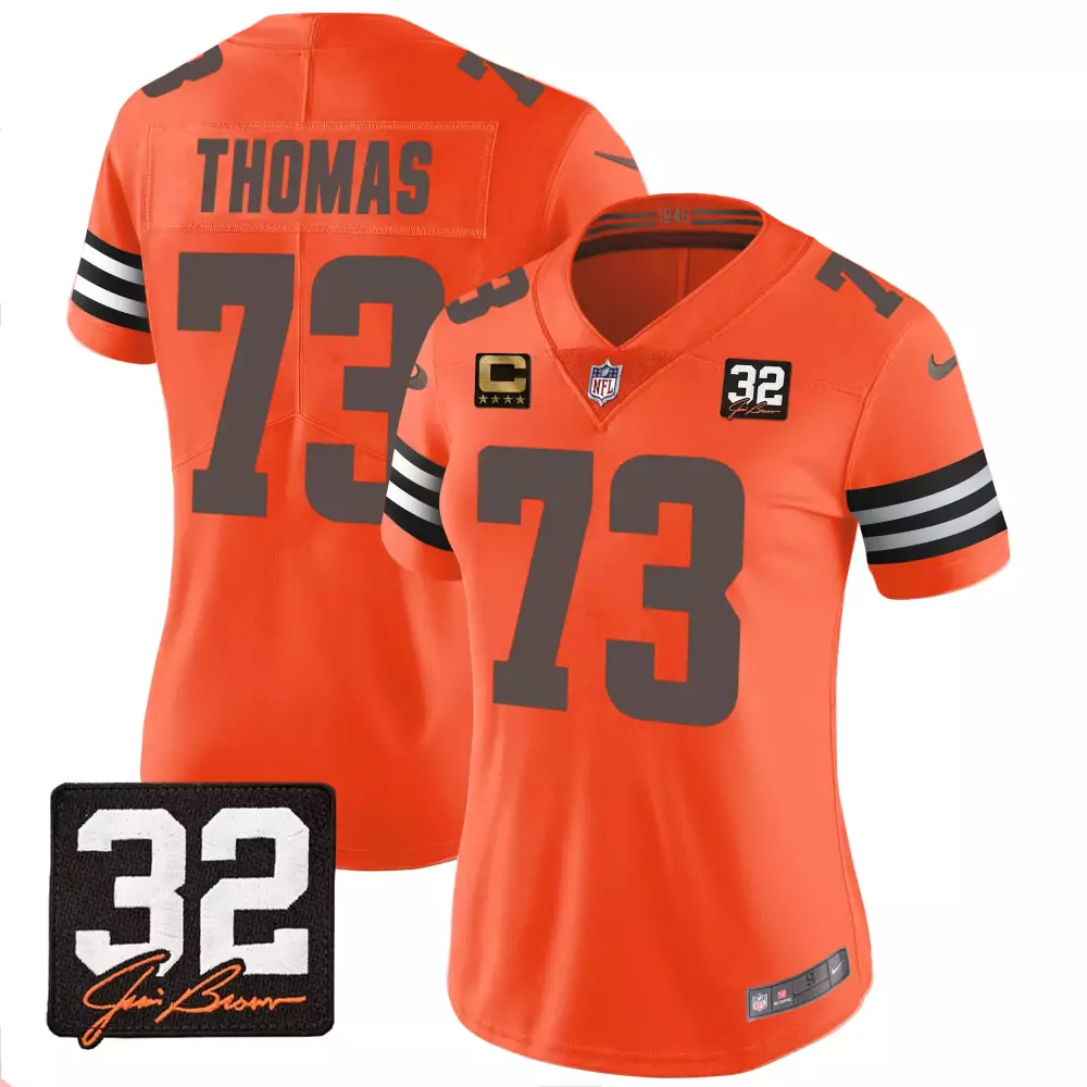 Daniel Thomas 73 Cleveland Browns Jersey Orange Stars Men Player Alternate Brown