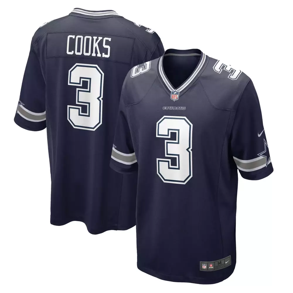 Brandin Cooks 3 Cowboys Jersey Navy Blue Men Replica White Gray