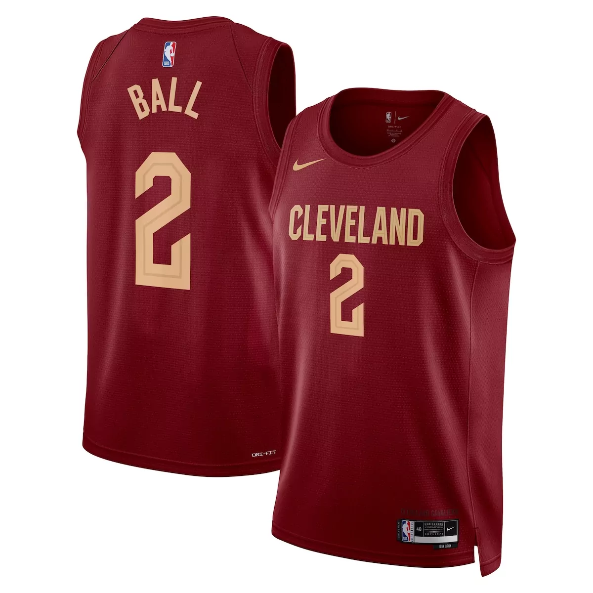 Lonzo Ball 2 Cleveland Jersey Maroon Icon Edition Men Gold Unisex