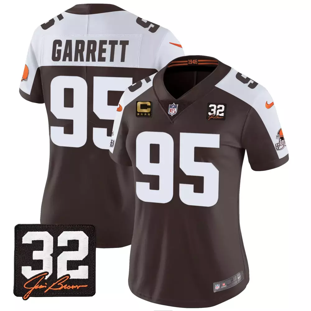 Myles Garrett 95 Cleveland Browns Jersey Brown 2023 Men Player White Orange All Stitched