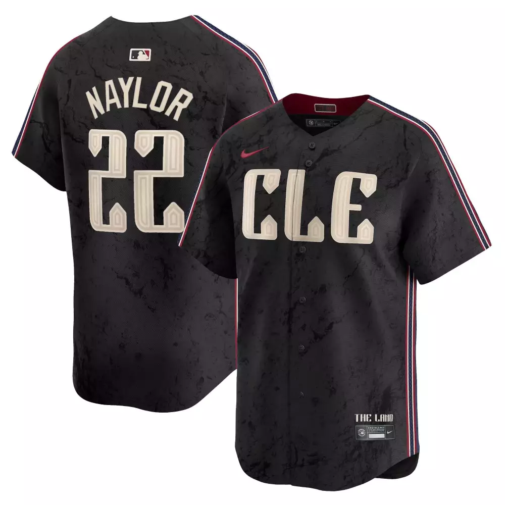 Josh Naylor 22 Jersey Black The Land Cleveland Guardians Men Custom Design Cream