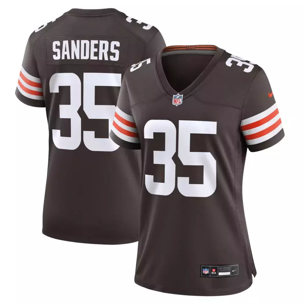 Raheim Sanders 35 Jersey Brown Cleveland Browns Women Player Orange White Game