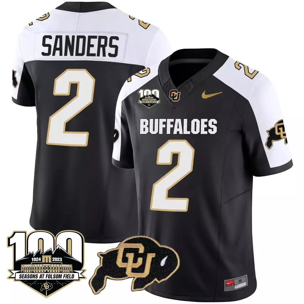 Sanders Buffaloes 2 Jersey Black 100th Season 100 Seasons Folsom Field Men White