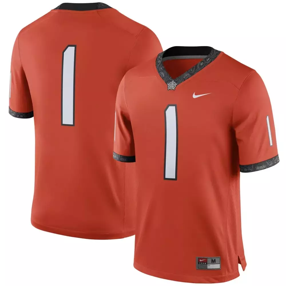 Custom 1 Jersey Orange Black White Alternate Game