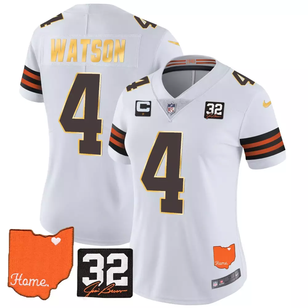 Deshaun Watson 4 Browns Jersey White City Connect Ohio Home 2023 Men NFL Alternate