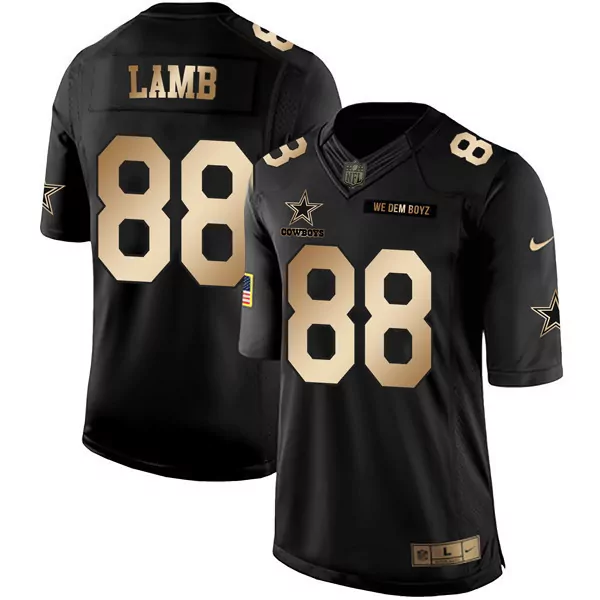 Ceedee Lamb 88 Cowboys Jersey Black We Dem Boyz American Flag Men Gold Collection