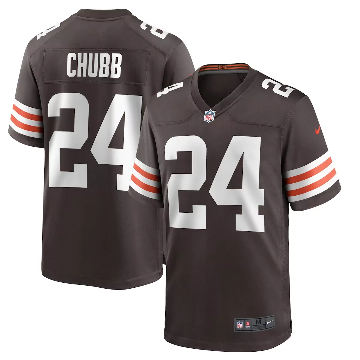 Nick Chubb 24 Cleveland Browns Jersey Brown Men Orange White Game
