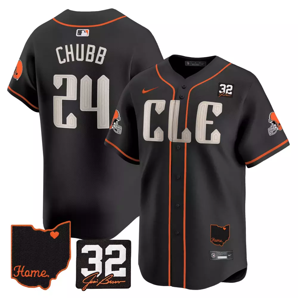 Nick Chubb 24 Cleveland Browns Jersey Black City Connect Ohio Outline Number 2023