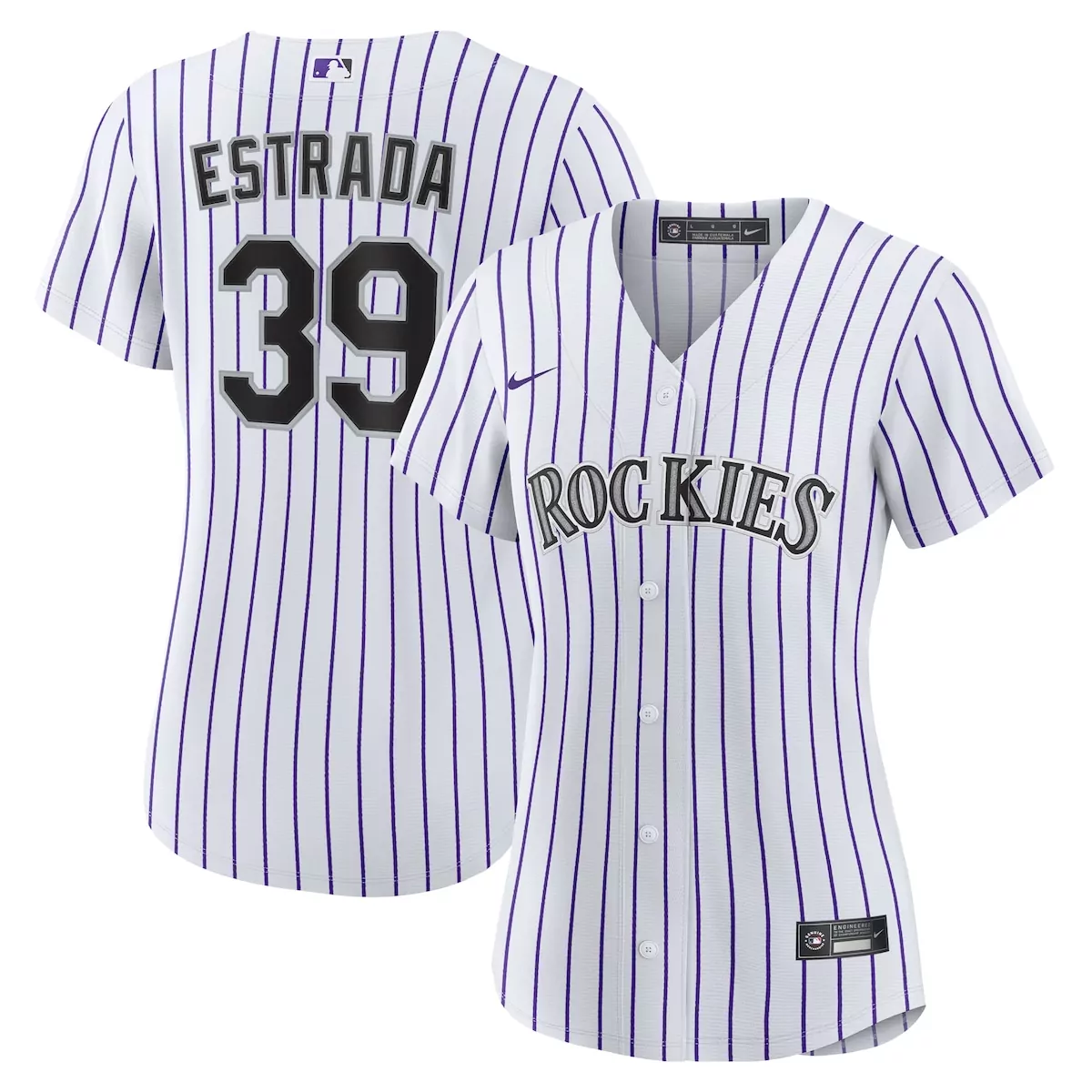 Thairo Estrada 39 Rockies Jersey White Women Purple Black Gray Home