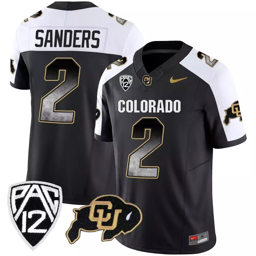 Shedeur Sanders 2 Jersey Black Colorado Buffaloes Men White Gold Alternate Vapor