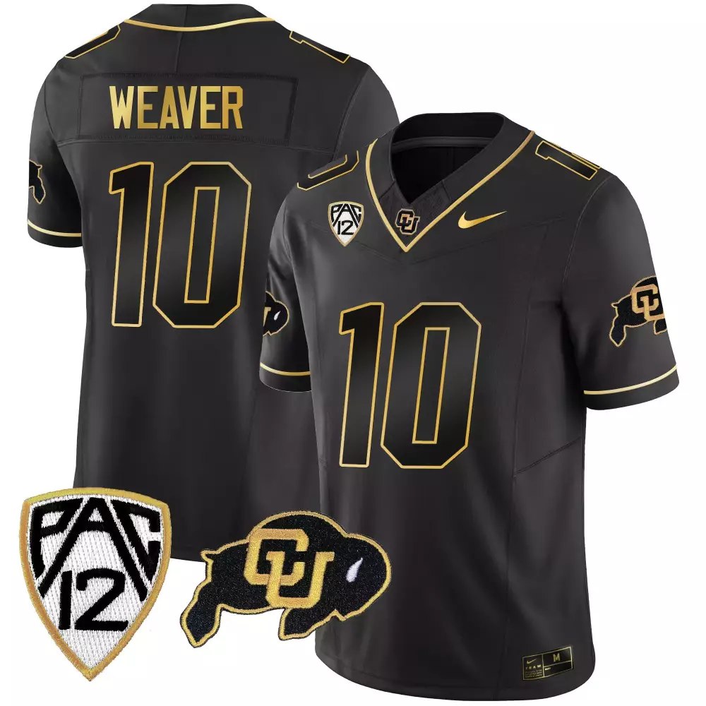 Xavier Weaver 10 Jersey Black Colorado Buffaloes Men Gold Vapor Limited All Stitched