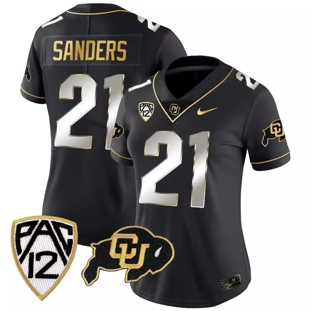 Shilo Sanders 21 Jersey Black Colorado Buffaloes Women Gold Silver Limited Vapor