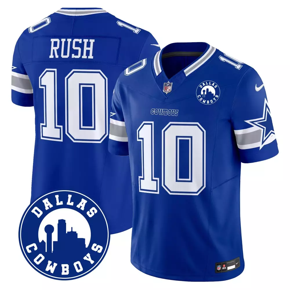Cooper Rush 10 Dallas Cowboys Jersey Blue Men NFL White Grey Vapor Limited All Stitched