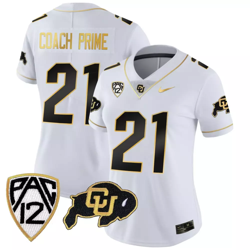 Coach Prime 21 Colorado Buffaloes Jersey White Men Black Gold Vapor Limited All Stitched